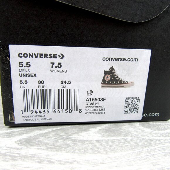 Converse Chuck Taylor All Star HI Archive Stars Womens Size 7.5 Navy NEW - Picture 14 of 14